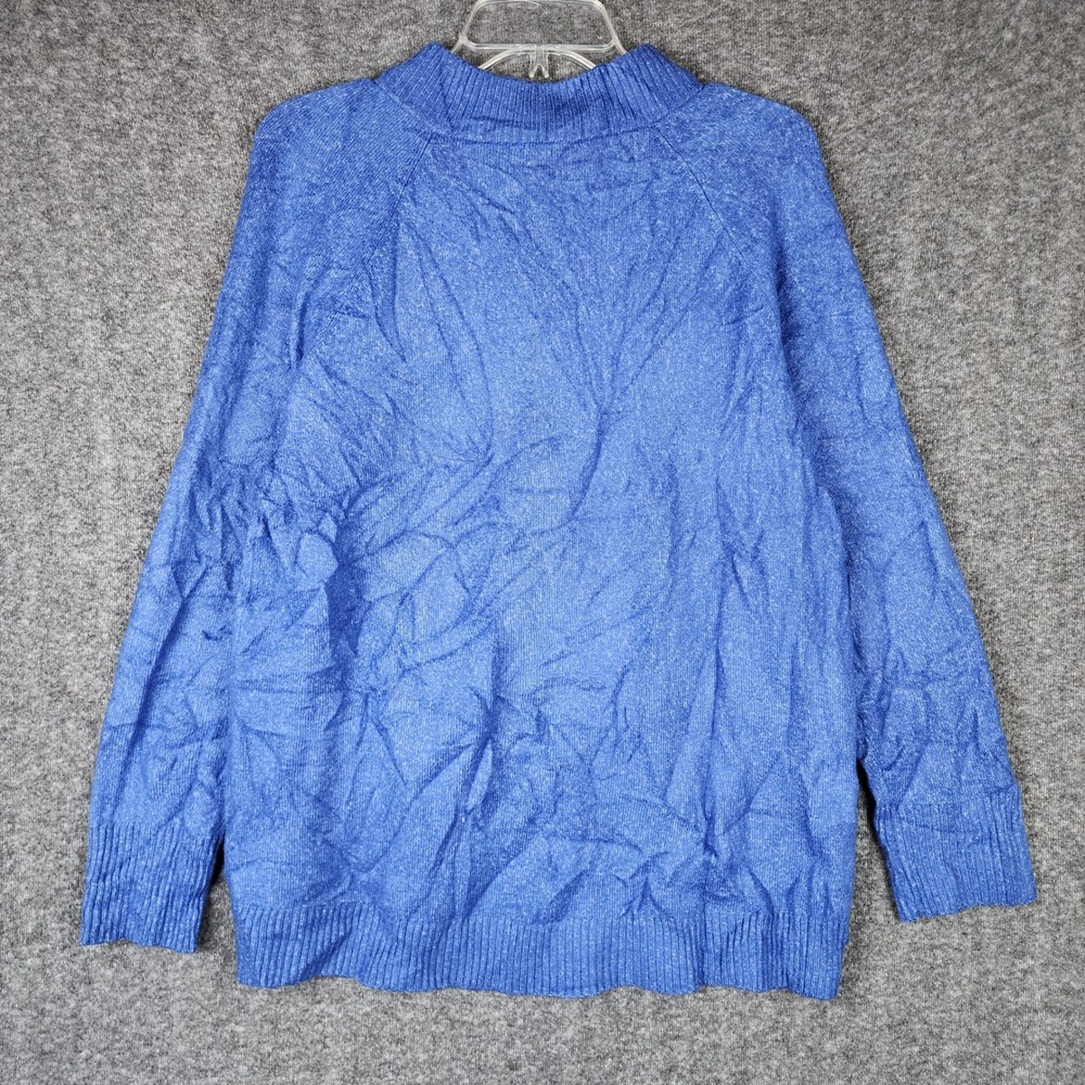 Talbots Sweater Womens LP Shoulder Button Mock Neck Blue EUC - Picture 2 of 7